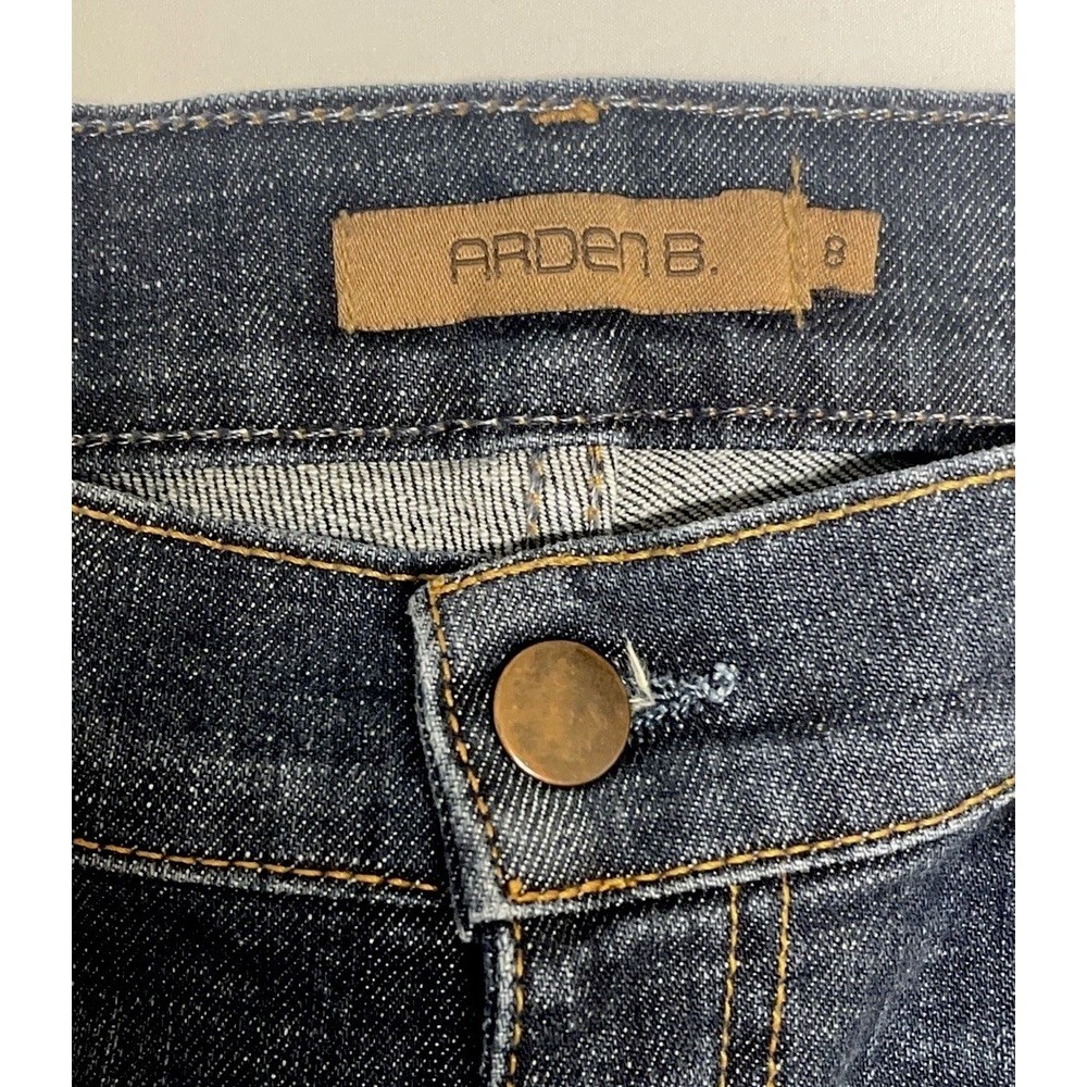 Arden B. Blue Denim Cropped Wide Leg Mid Rise Distressed Made In USA Women's 8 - Picture 3 of 8